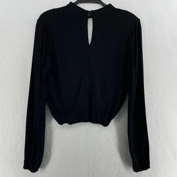Forever 21 Blouse Womens S Black Pullover Draped V-Neck Knot Hem Keyhole Back - Picture 2 of 11